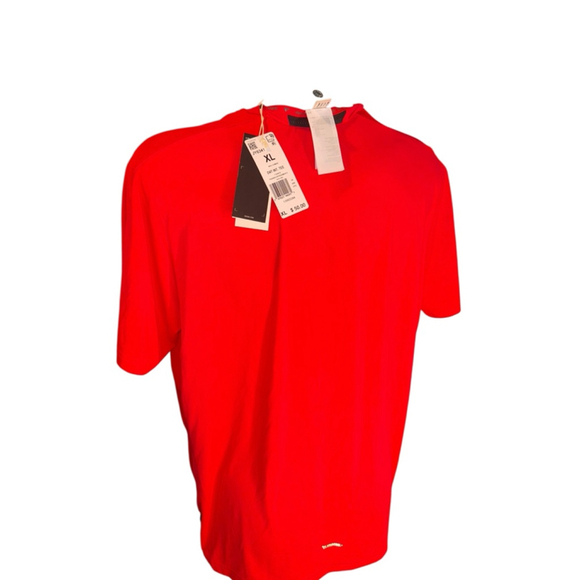 Men's Adidas Red & Black XL Short Sleeve Training Tee g47 - Picture 2 of 3